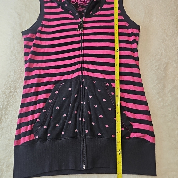 Abbey Dawn Pink and Black Striped Kids Hoodie - Picture 7 of 16